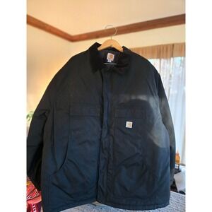 CARHARTT -Mens Workwear Jacket Black Full Zip Size 4XL Corduroy Collar Insulated